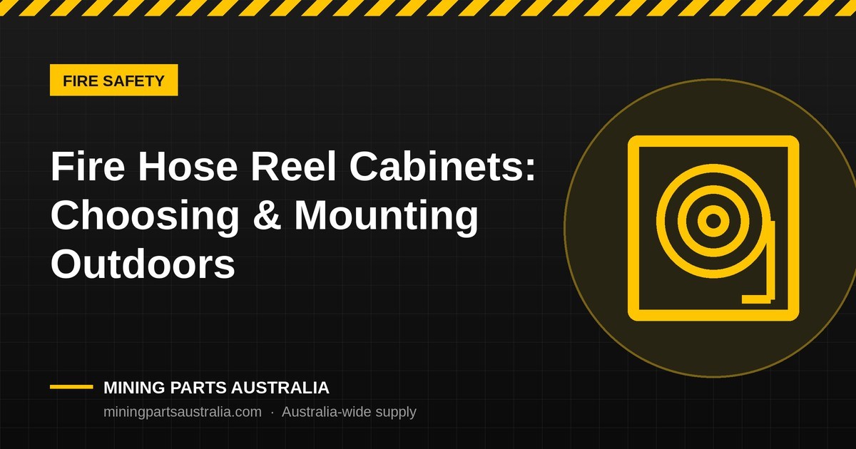 Outdoor fire hose reel cabinet protecting a hose reel on an industrial site – Mining Parts Australia